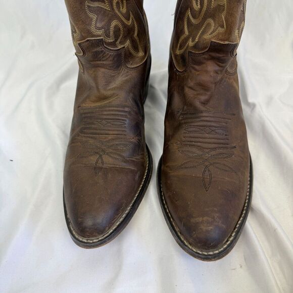 Justin Mens Western Cowboy WIDE 8EE Embroidered Leather 2553 Country Equestrian - Picture 2 of 9